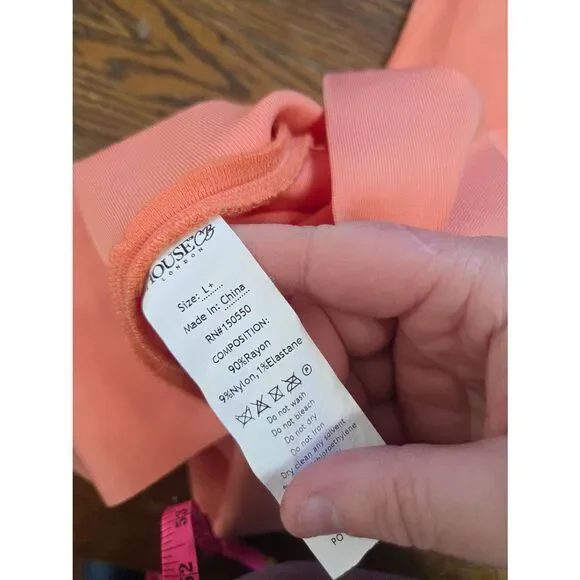 House of CB Yasmine peach cut out back bandage dress sz L+ - Picture 5 of 6